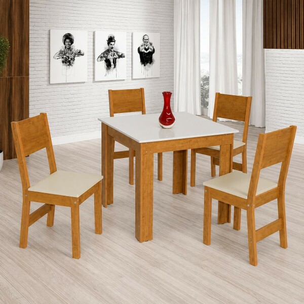 CJ MESA 4C SAO CARLOS MILENA QUADRADA 80x80 FREIJO / OFF WHITE CJ MESA 4C SAO CARLOS MILENA QUADRADA 80x80 FREIJO / OFF WHITE