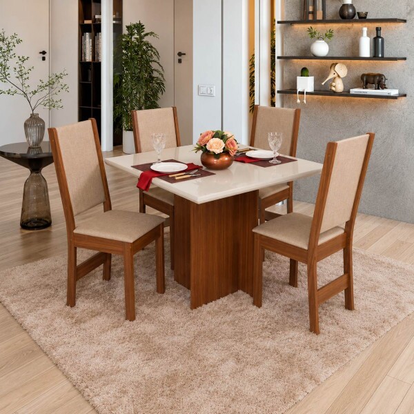 CJ MESA 4C SAO CARLOS LAISE QUADRADA 100X100 NATURALLE / OFF WHITE CJ MESA 4C SAO CARLOS LAISE QUADRADA 100X100 NATURALLE / OFF WHITE