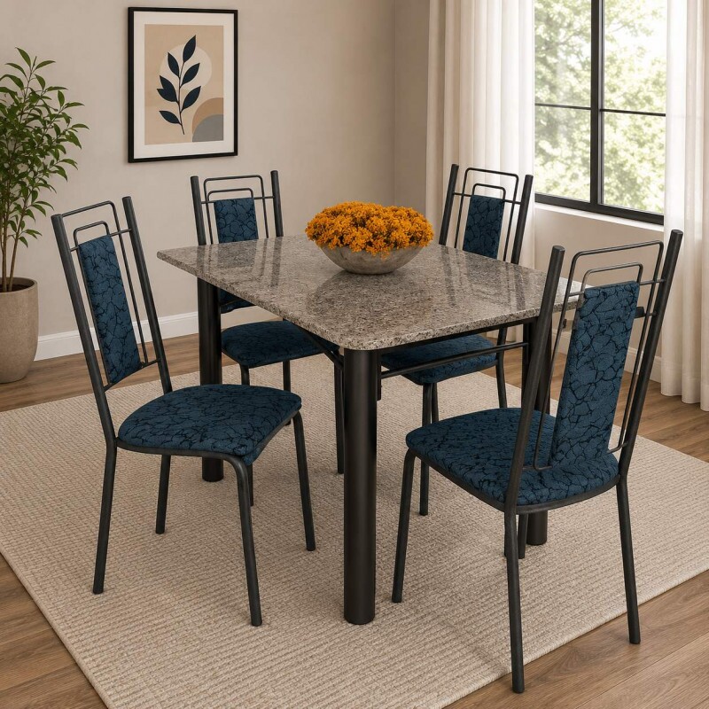 CJ MESA 4C SERRA TUBOS BELGICA NEW GRANITO 115X75 INHAMBU PRETO/BRANCO PRETO MARTELADO CJ MESA 4C SERRA TUBOS BELGICA NEW GRANITO 115X75 INHAMBU PRETO/BRANCO PRETO MARTELADO