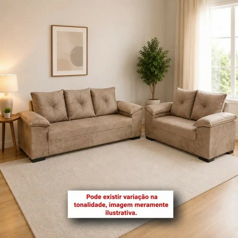 CJ ESTOFADO LIFESPUMA 2/3 LUGARES PAULINHA BEGE CJ ESTOFADO LIFESPUMA 2/3 LUGARES PAULINHA BEGE