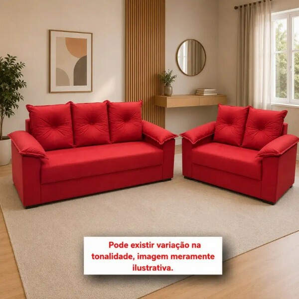 CJ ESTOFADO LIFESPUMA 2/3 LUGARES PAULINHA VERMELHO CJ ESTOFADO LIFESPUMA 2/3 LUGARES PAULINHA VERMELHO