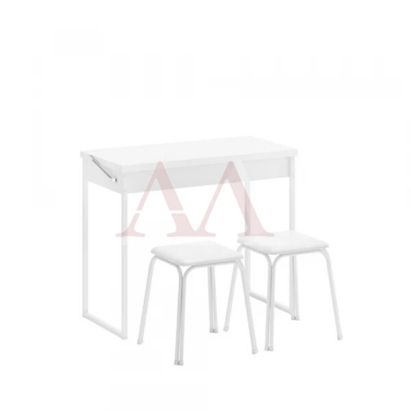 MESA CARRARO DOBRAVEL 1590 C/2 BANQUETAS BRANCO C/TUBO BRANCO