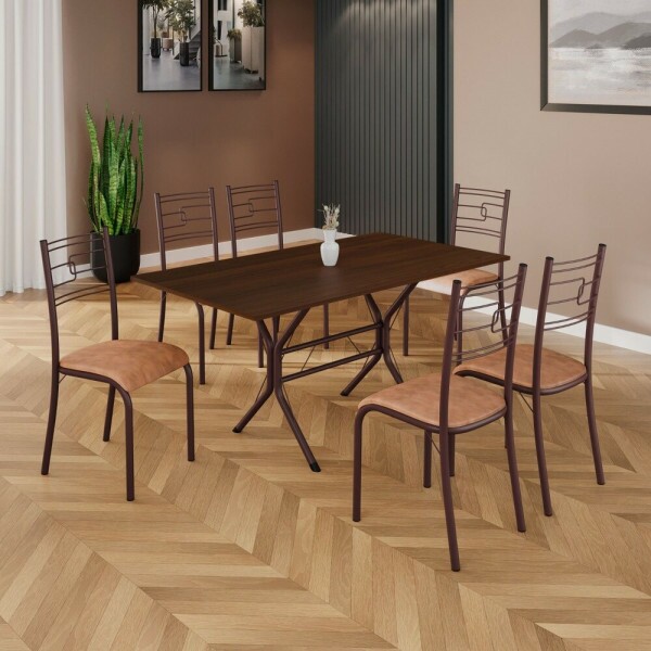 CJ MESA 6C MOVEIS TEIXEIRA PARATY RETANGULAR 140X75 JAMBO MARROM / MARROM