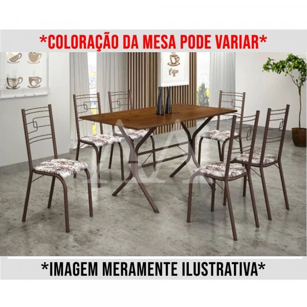 CJ MESA 6C MOVEIS TEIXEIRA PARATY RETANGULAR 140X75 BRANCO MARROM / MARROM