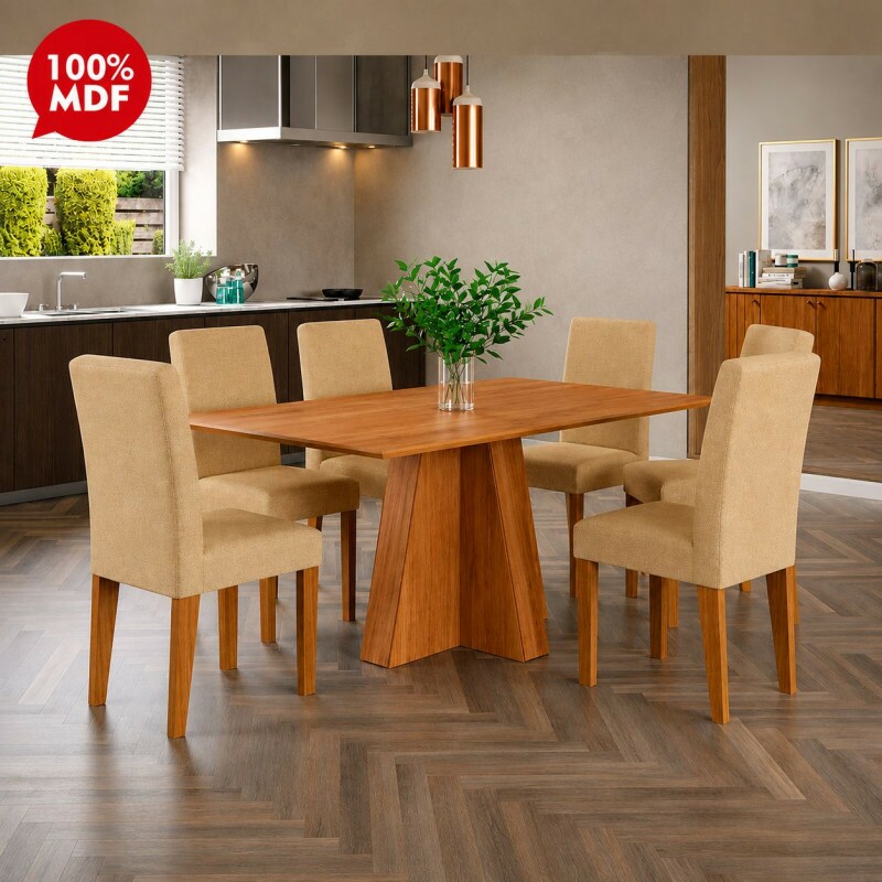 CJ MESA 6C CIMOL MAITE S/VIDRO RETANGULAR 160X80 CINAMOMO/GENGIBRE CJ MESA 6C CIMOL MAITE S/VIDRO RETANGULAR 160X80 CINAMOMO/GENGIBRE