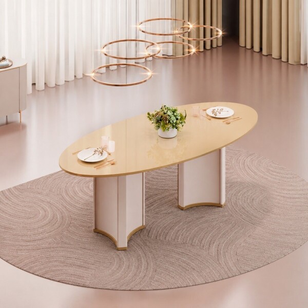 MESA DJ LIZ 218X108 TAMPO ORGANICO C/VIDRO OFF WHITE/DOURADO MESA DJ LIZ 218X108 TAMPO ORGANICO C/VIDRO OFF WHITE/DOURADO
