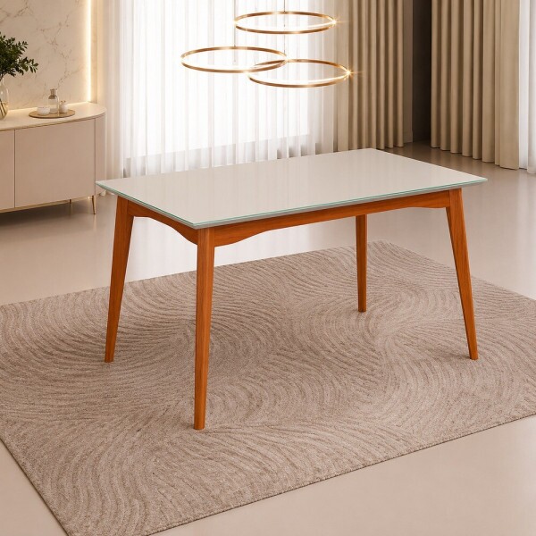 MESA AGN ALICE RETANGULAR 156X90 C/VIDRO MADEIRA/OFF WHITE MESA AGN ALICE RETANGULAR 156X90 C/VIDRO MADEIRA/OFF WHITE