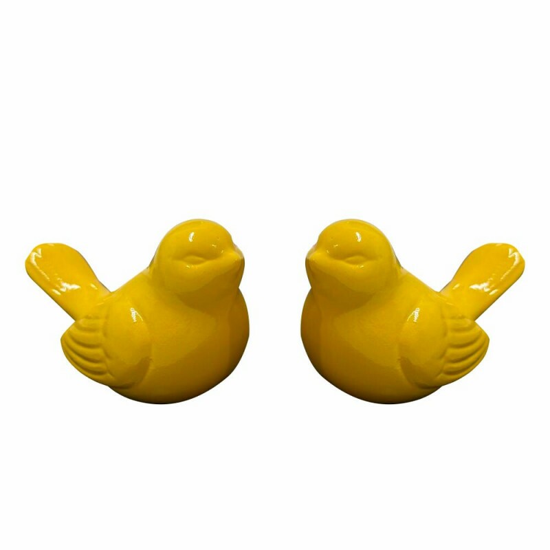 DUPLA DE PASSAROS CERAMICA AMARELO