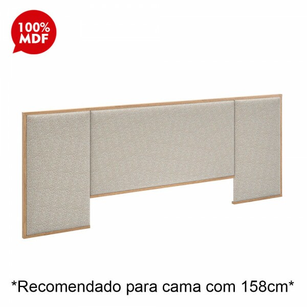 CABECEIRA DE CASAL ROBEL CONCEPT 1.58 C/2 PAINEIS LATERAIS ESTOFADA HANOVER/TEC BUCLE