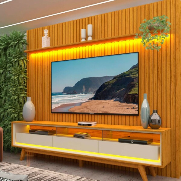 COMBO RACK PAINEL GELIUS REQUINTE 212 NOBRE 2.3 C/LED NATURALE/OFF WHITE COMBO RACK PAINEL GELIUS REQUINTE 212 NOBRE 2.3 C/LED NATURALE/OFF WHITE