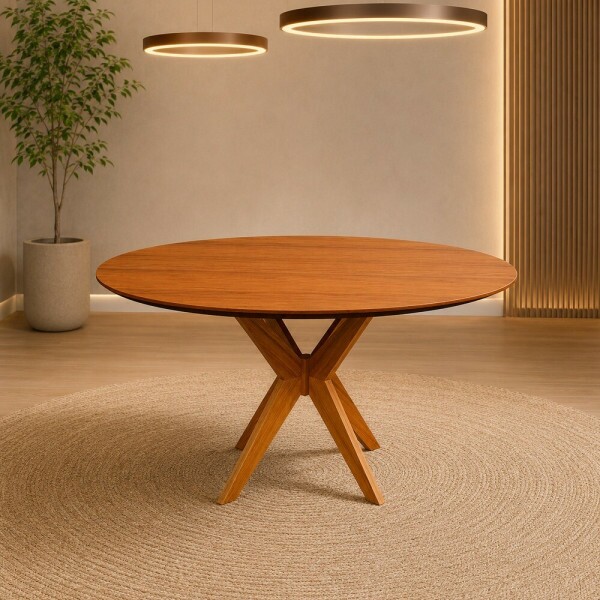 MESA AGN VITORIA REDONDA 90CM TAMPO LAMINADO MADEIRA MESA AGN VITORIA REDONDA 90CM TAMPO LAMINADO MADEIRA