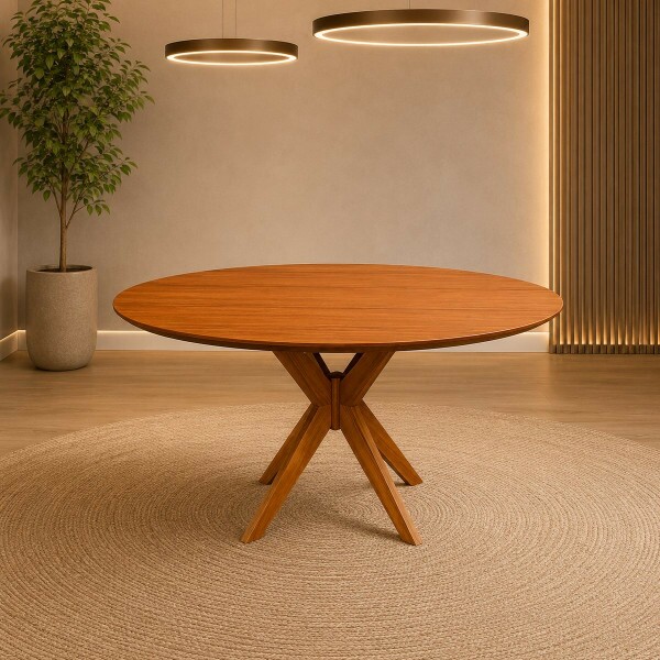 MESA AGN VITORIA REDONDA 130CM TAMPO LAMINADO MADEIRA MESA AGN VITORIA REDONDA 130CM TAMPO LAMINADO MADEIRA