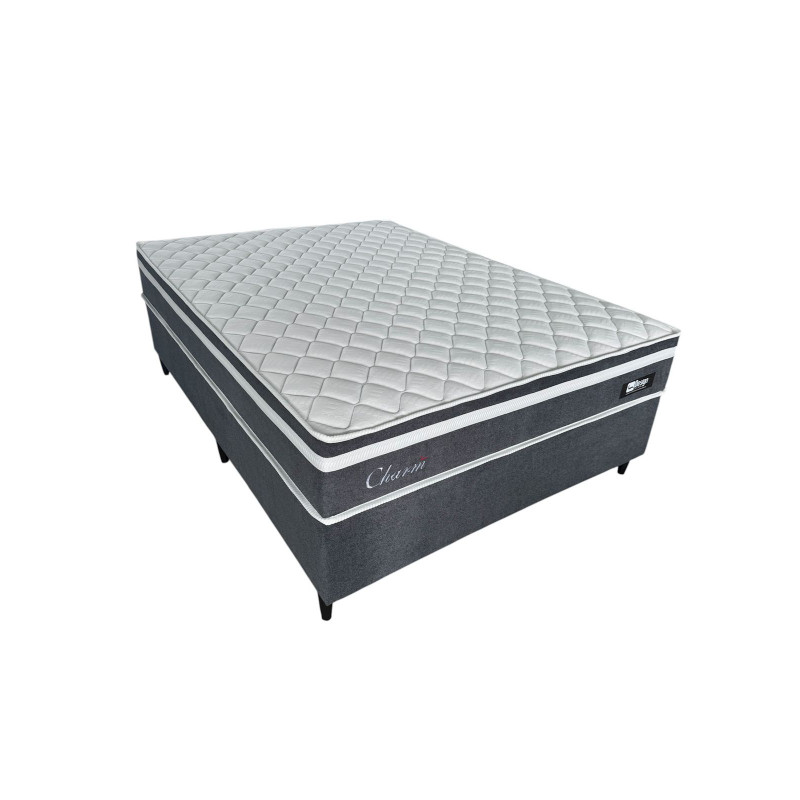 CJ BASE BOX/COLCHAO 138X188X66 DESIGN CHARM MOLAS ENSACADAS BOUCLE CHUMBO
