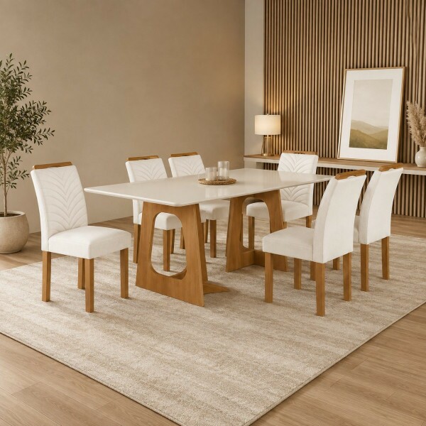 CJ MESA 6C CEL MOVEIS CANCUN RETANGULAR 170X90 TAMPO SMART PLUS C/VDO CAD. CANCUN TEC 178 OFF/CINAMOMO